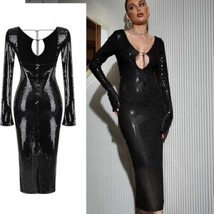 Elegant Black Sequin Dress